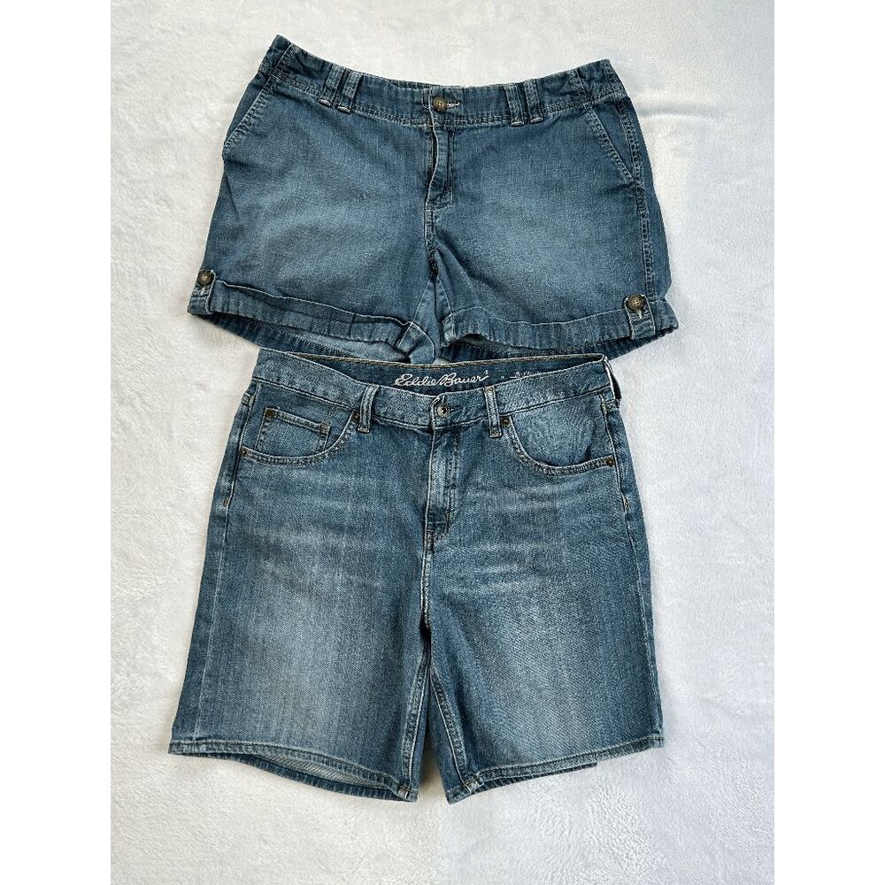 Women's Eddie Bauer Jean Shorts Lot of Two, Size 10, Comfortable, Outdoors